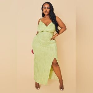 Pretty Little Thing Sage Green Textured Midi Dress